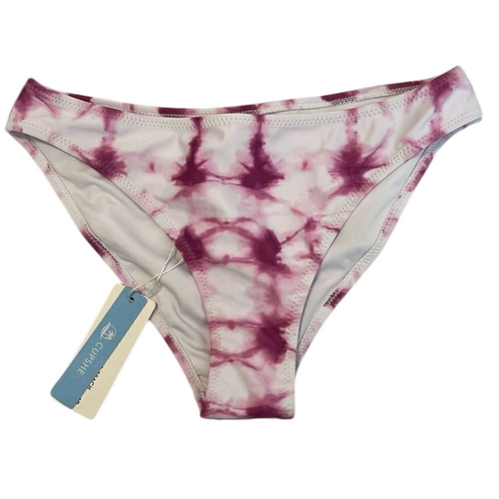 NWT Cupshe size small pink and white tie dye high cut bikini bottoms
